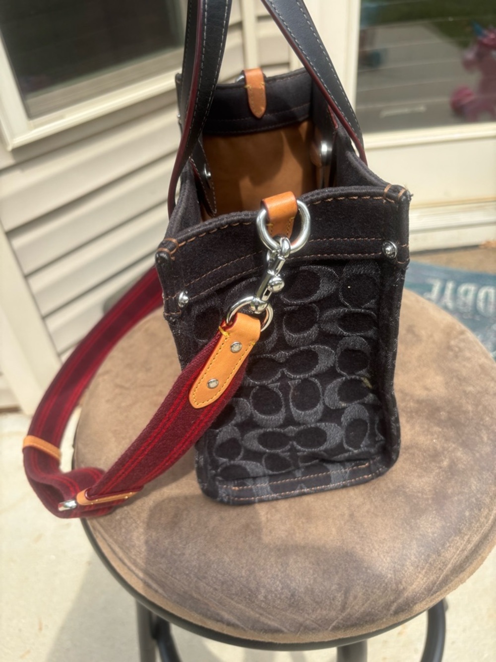 Coach Black Signature Denim Tote Bag - Picture 3 of 8